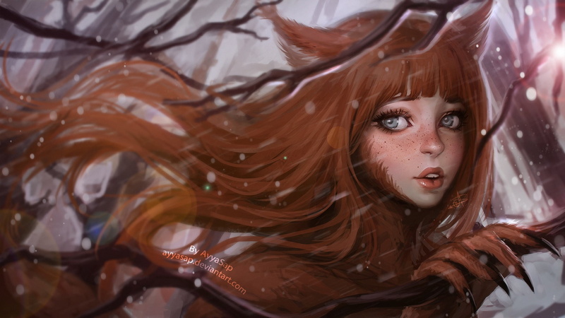 fantasy art, artwork, 1080P, fox girl