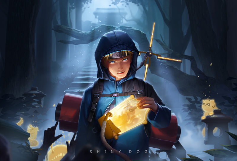 fox, Uzumaki Naruto, nine tails, humor, anime boys, parody, Death Stranding, 2K