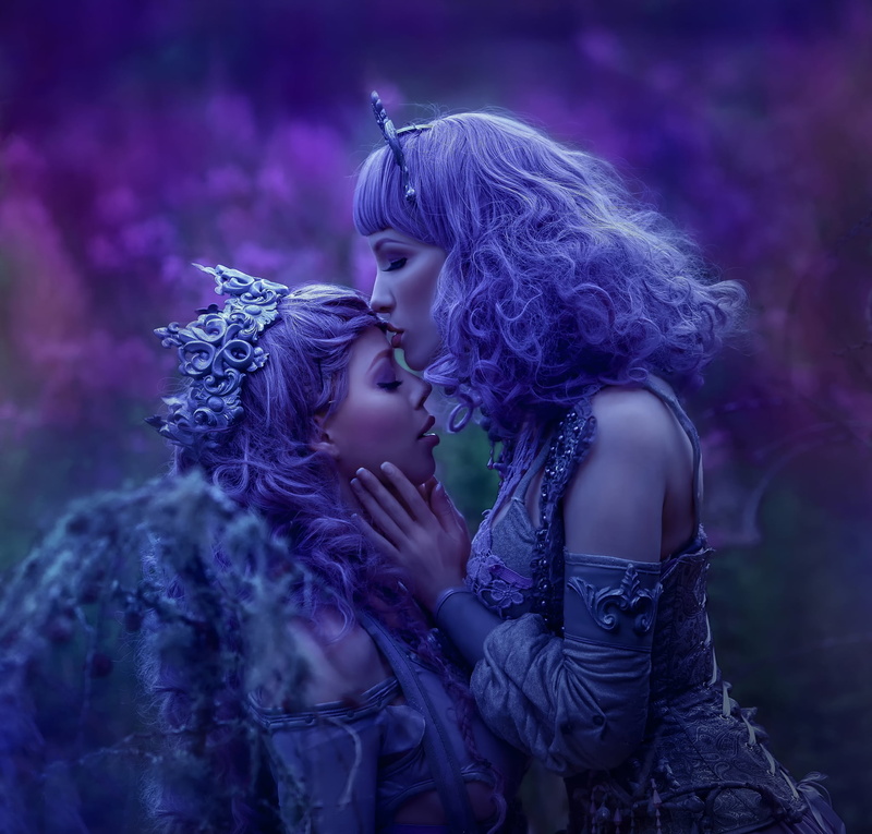 couple - relationship, bonding, positive emotion, emotion, Ophelia Overdose, celebration, people, kiss, Lavender Love, portrait, hairstyle, art, affectionate