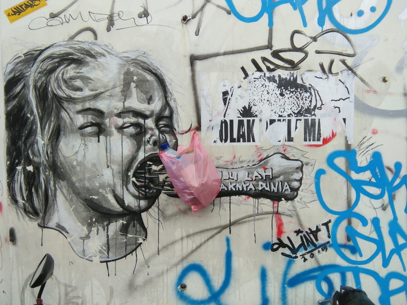 indonesia, close-up, statue, wall, graffiti, text, art and craft, mural, human representation, kuta beach, male likeness, wall - building feature, creativity