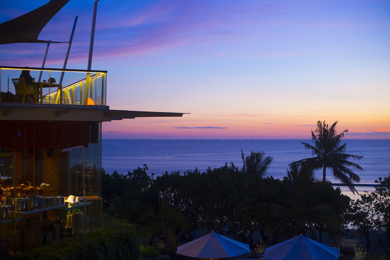 bali, tranquility, swimming pool, kutabeach, sunset, no people, horizon, travel, plant, kuta beach, built structure, beach, beauty in nature, island, sea