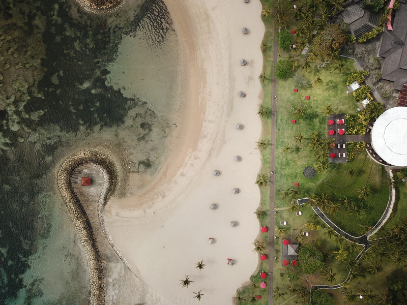 holiday, palm tree, aerial, lake, water, no people, front or back yard, near, seashore, land, sand, growth, grass, indonesia, photography, high angle view