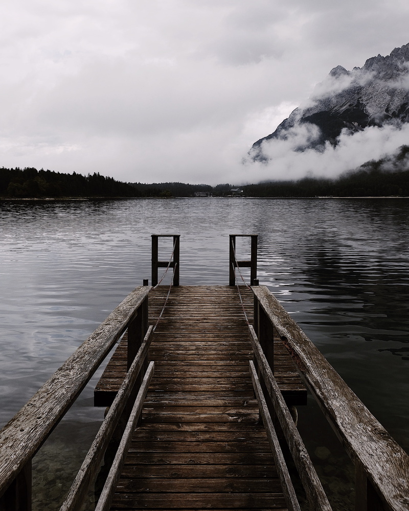 tranquil scene, wood - material, europe, sky, towards, mountain, direction, dock, scenics - nature, wood, water, built structure, jetty, wilderness, ripple