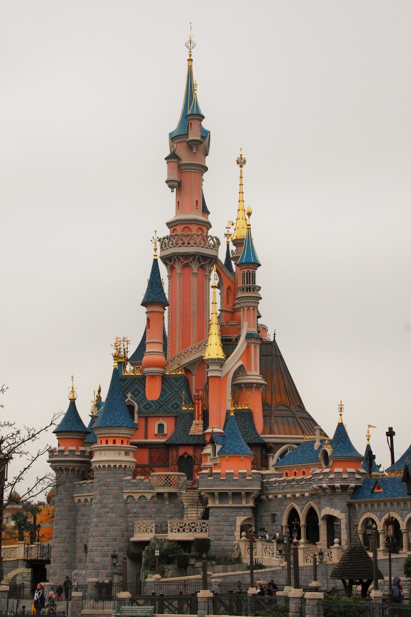 ornate, architecture, castle, the past, disney, 4K, city, religion, tourism, travel destinations, spirituality, sleeping beauty, tower, outdoors, building exterior