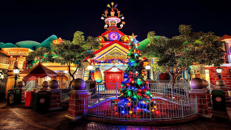 human representation, building, city, outdoors, christmas decoration, architecture, spirituality, representation, religion, no people, belief, disneyland