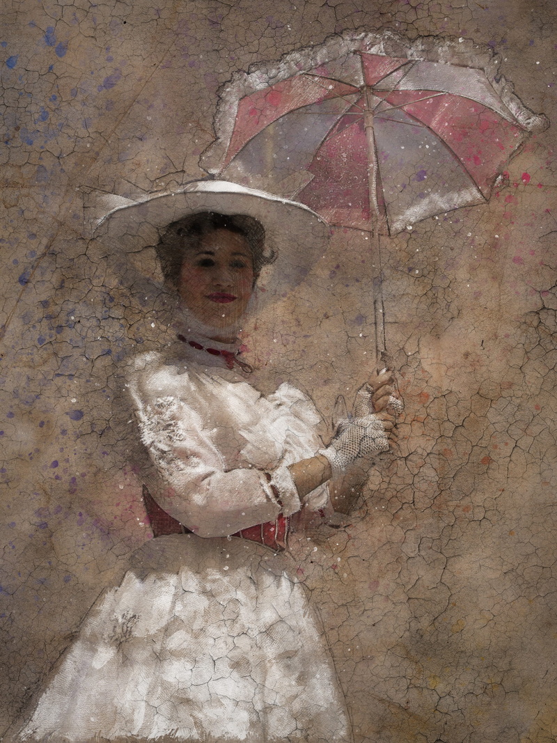 boys, digital vintage sketch, clothing, child, umbrella, painting, disneyland paris, hat, architecture, fairy tale, magic, woman, disneyland, human representation