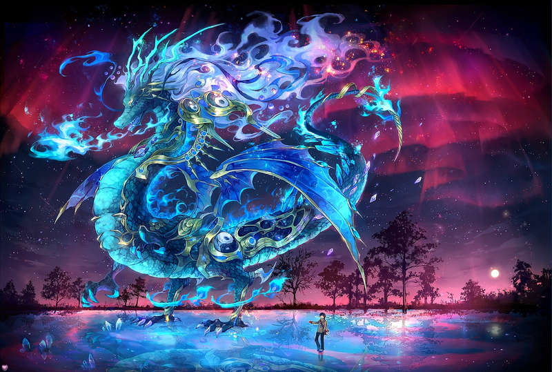 digital composite, water, nature, dragon, animals in the wild, motion, city, no people, animal themes, underwater, night, outdoors, aquarium, 720P, illuminated