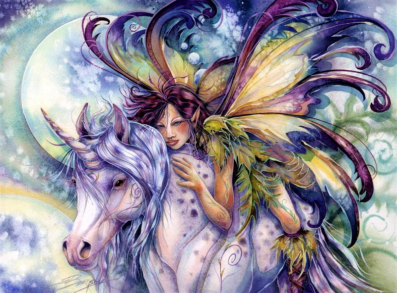 Unicorn, Fantasy, 1080P, Watercolor, Colorful, Wings, Fairy