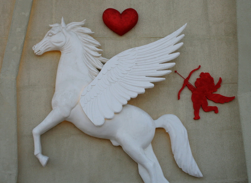 heart, red, white color, angel, plant, close-up, white horse, art and craft, bow and arrow, dubai, no people, flowering plant, indoors, archery, representation