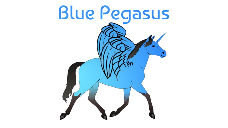 Pegasus, Typography, Unicorn, Fairy Tail, horse, 1080P, blue, White Background, Simple Background, wings
