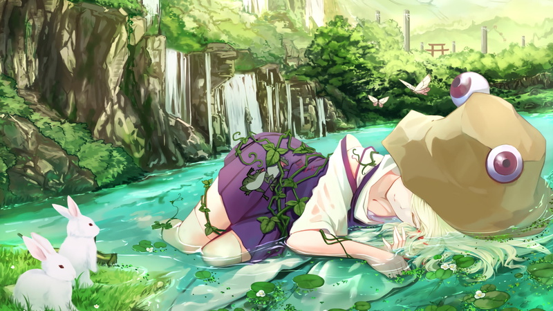 full length, white, two, adult, water, representation, outdoors, tree, witch, real people, rabbits, stream, lifestyles, day, side view, lying