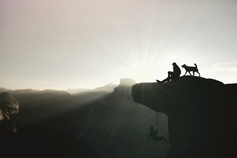 landscape, human, dog, nature, summit, real people, relaxation, scenics - nature, sport, climb, mountaineer, 4K, figure, relax, people, cycling, men, man