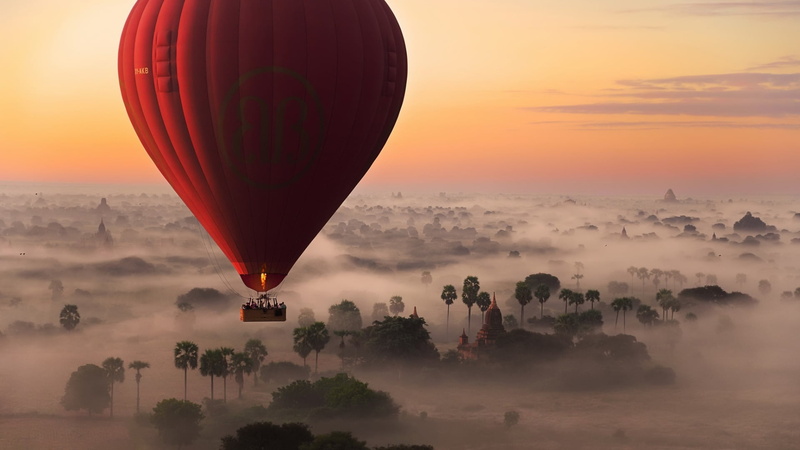 sunset, sunrise, nature, hot air balloon, sky, hot air ballooning, travel, morning, sun, air vehicle, no people, cloud, environment, balloon, asia, beauty in nature