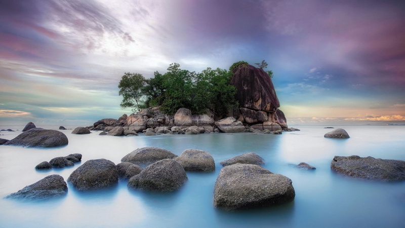 cloud - sky, rock, beach, landscape, long exposure, dramatic sky, water, cloudy, sky, nature, solid, shore, land, sea, uninhabited, rock - object, paradise