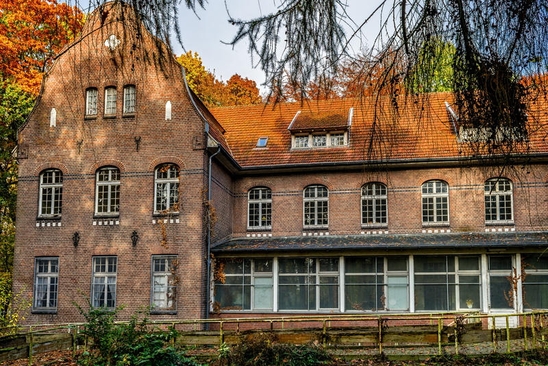 lost places, no people, uninhabited, old, plant, house, clinic, outdoors, building exterior, low angle view, empty, sky, the past, psychiatry, built structure