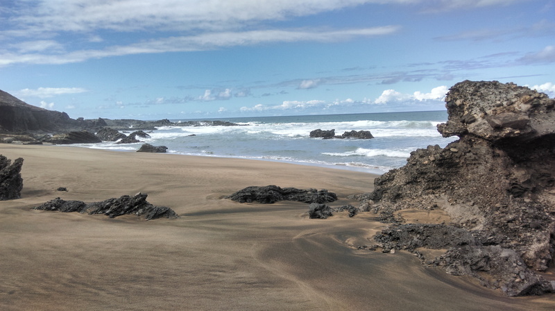 horizon, fuerteventura, nature, tranquility, outdoors, sea, scenics - nature, the stones, canary islands, day, spain, sand, beauty in nature, land, water