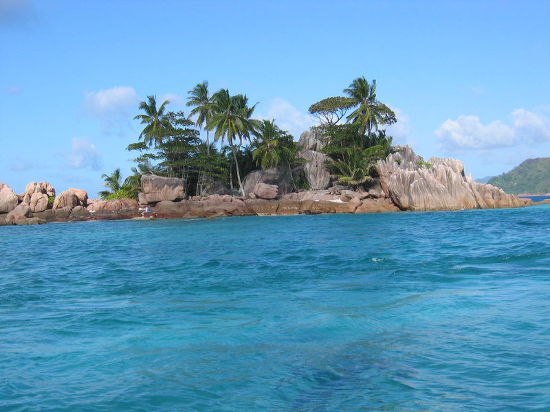 small, holiday, blue, trees, corsair, nature, island, uninhabited, land, green, tree, sky, paradise, palm trees, palm tree, waterfront, sea, beach, tranquility