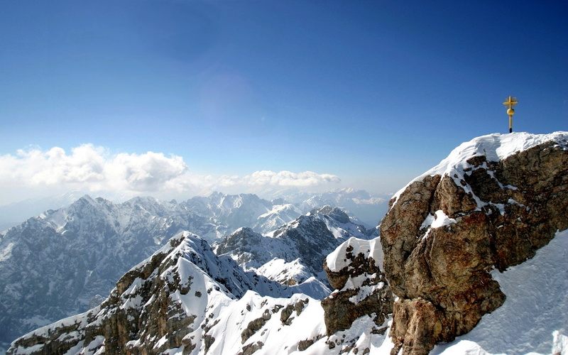 sunlight, scenics, cross, sky, skiing, cold temperature, snow, 1080P, clouds, high Up, mountains, mountain Peak, panoramic, frozen, ice, italy, travel