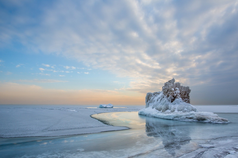 clouds, 1080P, ice, Lake, winter, water, reflection, iceberg, sky, snow, cold, landscape