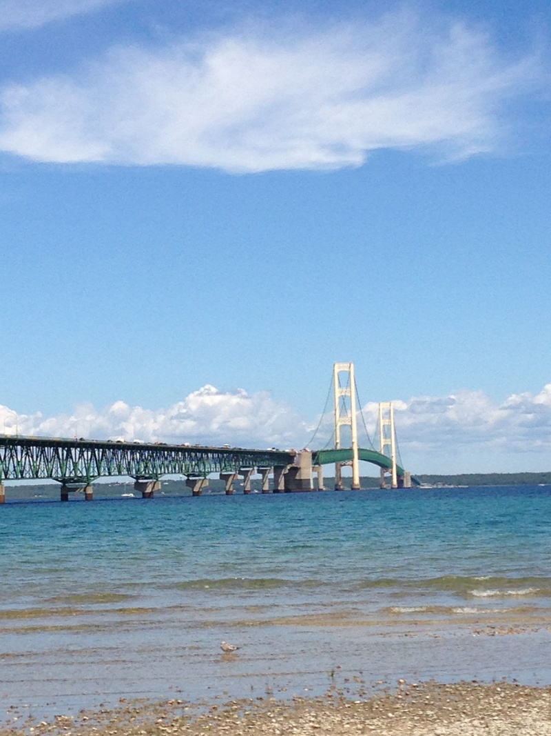 sky, Michigan, sailboat, blue, water, cloud - sky, bay, famous Place, bridge, built structure, scenics - nature, nature, connection, Mackinac, sea, transportation