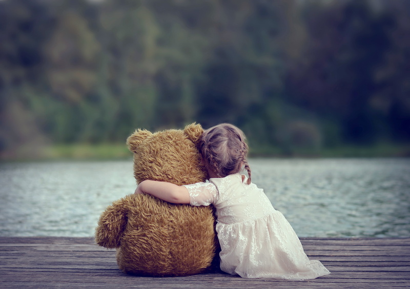 Landscape, Photography, Lake, Child, 4K, Teddy Bear