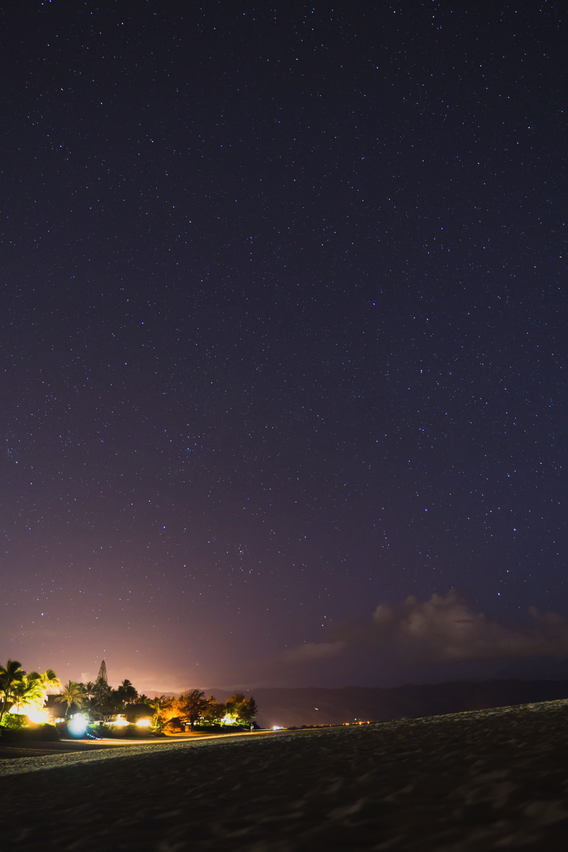 nature, land, idyllic, 5K, astronomy, oahu, tranquil scene, star, sea, starry night, scenics - nature, illuminated, outdoors, stars, north shore, no people