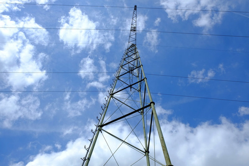 wires, sunlight, masts, risk, electricity, built structure, strommast, magnetic alternating fields, no people, outdoors, line, insulators, electricity pylon