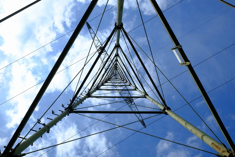 upper lines, strommast, power supply, cloud - sky, electricity, blue, outdoors, catenary, distribution of electricity, risk, reinforce, line, architecture