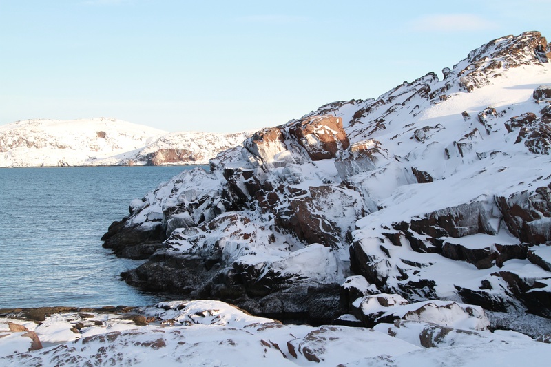 rocks, sky, rock, 5K, water, snowcapped mountain, mountain range, snow, no people, polar region, rock - object, winter, murmansk, russia, sea, scenics - nature