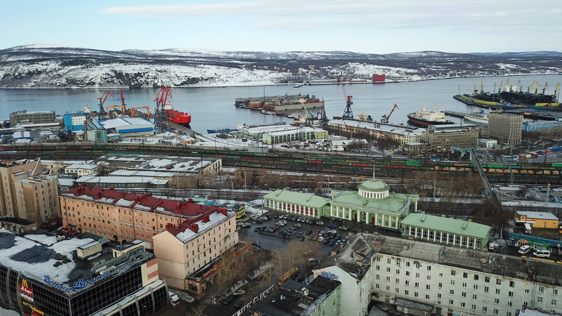 snow, commercial dock, murmansk, snowdrift, snowfall, city, water, sea, crane - construction machinery, built structure, mode of transportation, travel