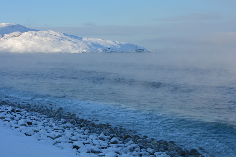 tranquil scene, barencevo sea, travel, cold, outdoors, wave, stones, teriberka, no people, non-urban scene, sky, scenics - nature, snowcapped mountain
