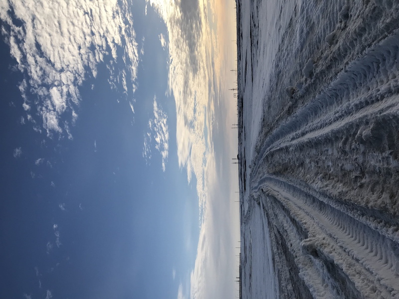 sky, nature, day, sea, road, tranquility, 4K, sunset, north, polar region, building exterior, cloud - sky, no people, track, snow, beauty in nature, tranquil scene