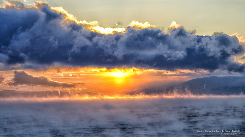 2K, clouds, barents, Weather, twilight, sea