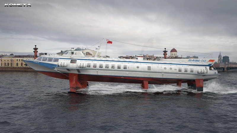 USSR, The ship, by Denis_er, Rendering, Denis_er, Ship, Side view, Denis Eremenko, Speed, Water, Comet, Passenger, " Comet", The hydrofoil, 4K