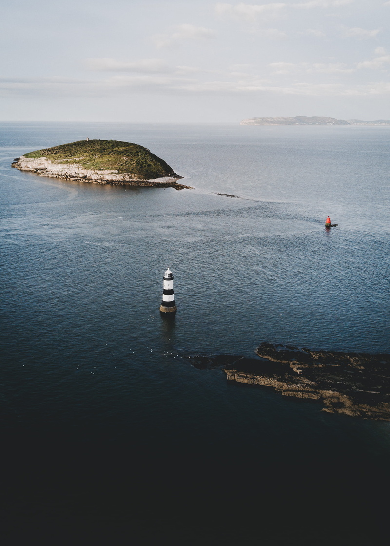 photography, tranquil scene, near, daytime, puffin, scenics - nature, island, beauty in nature, nautical vessel, 2K, outdoors, anglesey, cloud - sky, landscape