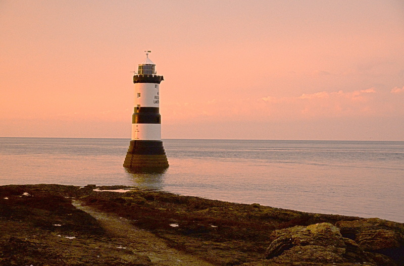 Point, dusk, building exterior, coast, security, guidance, no people, horizon over water, water, evening, Penmon, safety, scenics - nature, beach, Lighthouse