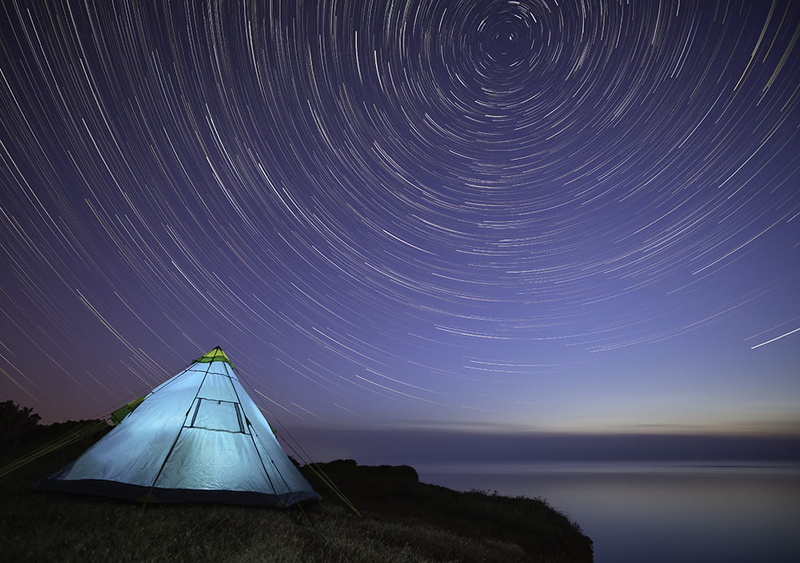 time, Anglesey, sky, White, star - Space, cliffs, outdoors, T* 2, sea  water, north wales, View, Fedw Fawr, Teepee, nature, night  sky, 480P, landscape