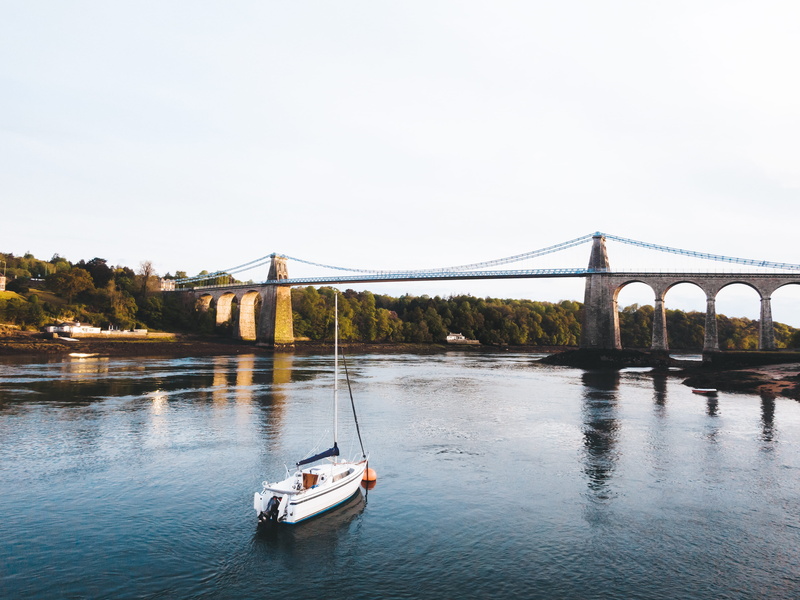 visit wales, bridge, travel destinations, goodcitizen, wales, north wales, nautical vessel, no people, travel, landscape, menai bridge, 4K, building, waterfront