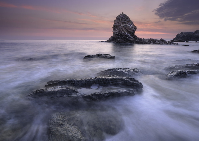 sunset, wave, geology, water, rock - Object, landscape, sea, beach, coast, seascape, Rhoscolyn, coastline, 480P, North  Wales, Anglesey, formations, bay