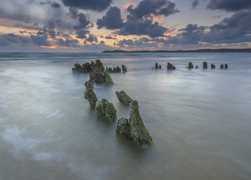 formation, rock, seascape, boat, shipwreck, Newborough, Athena, tide, cloudscape, nature, landscape, sea  water, 480P, body, body of water, sky, Sinking