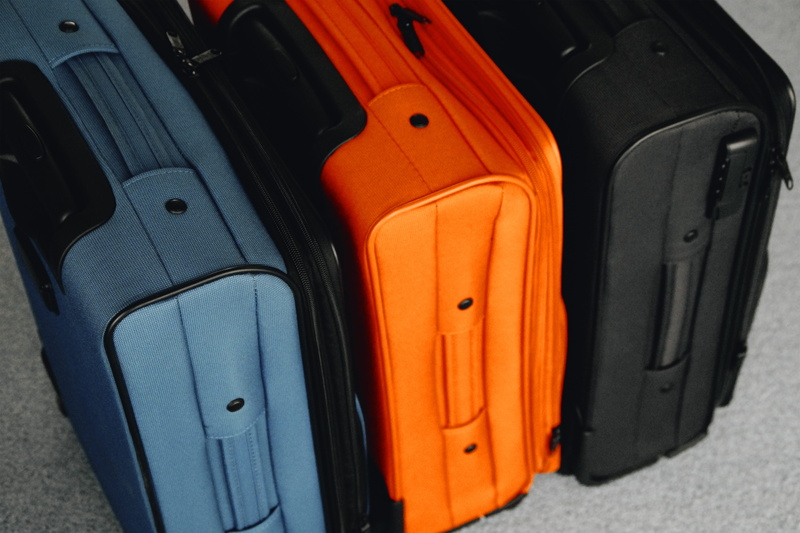 bags, 4K, focus on foreground, suitcase, transportation, luggage, day, travel, travelVarious, orange color, violin, holidays, in a row, vacation, close-up