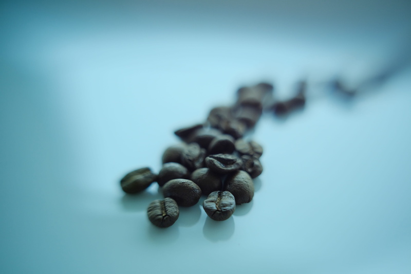 brown, cappuccino, no people, roasted, aroma, indoors, black, morning, studio shot, blue, group of objects, selective focus, bean, coffee - drink, large group of objects
