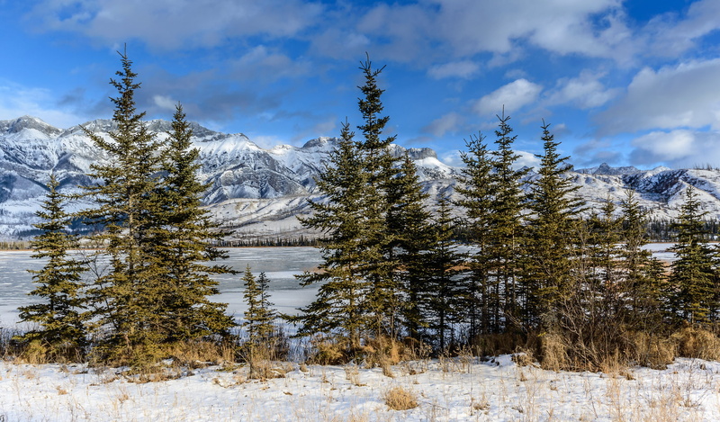 snow, national Park, 1080P, Canada, Jasper, ate, lake, Albert, mountains