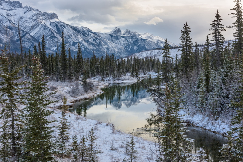 lake, trees, winter, Canada, Alberta, forest, mountains, Jasper National Park, Canadian Rockies, 1080P, Albert