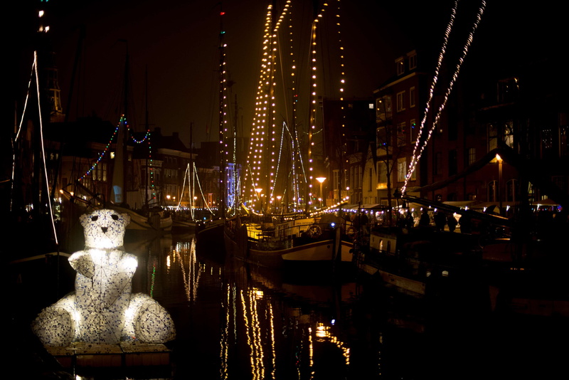 christmas decoration, white, bear, celebration, sculpture, illuminated, architecture, creativity, no people, representation, recycle, 4K, building exterior