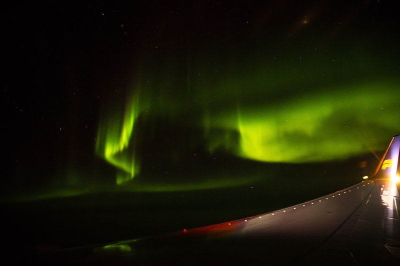 airport, fly, northern lights, 5K, space, no people, scenics - nature, glowing, wing, night, aurora, aurora polaris, horizon, light - natural phenomenon