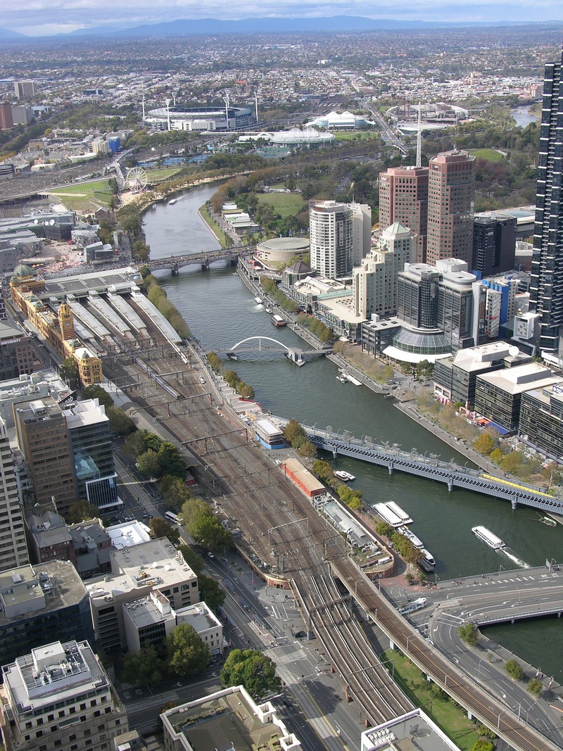 southbank, outdoors, high angle view, no people, connection, transportation, built structure, melbourne, financial district, 1080P, nature, aerial view