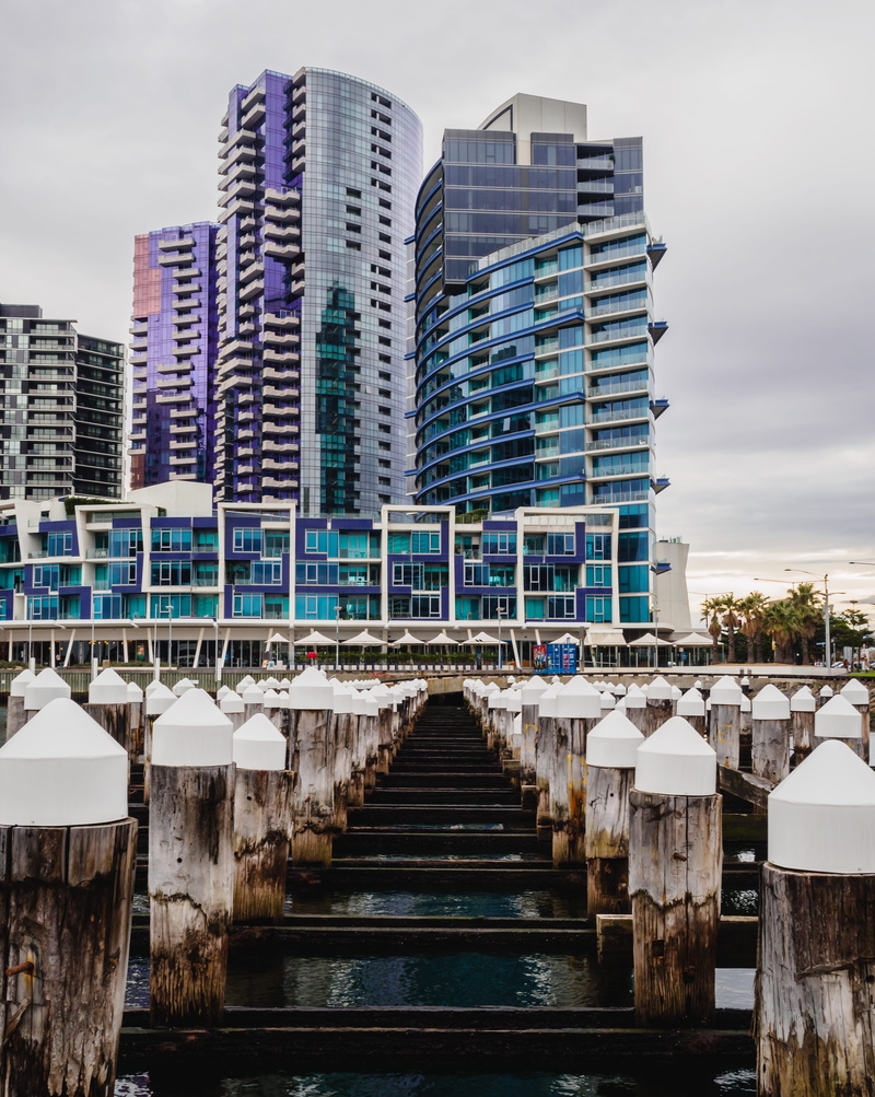4K, pier, tall - high, water, no people, architecture, building exterior, building, residential district, victoria harbour, australia, modern, river, cloud - sky