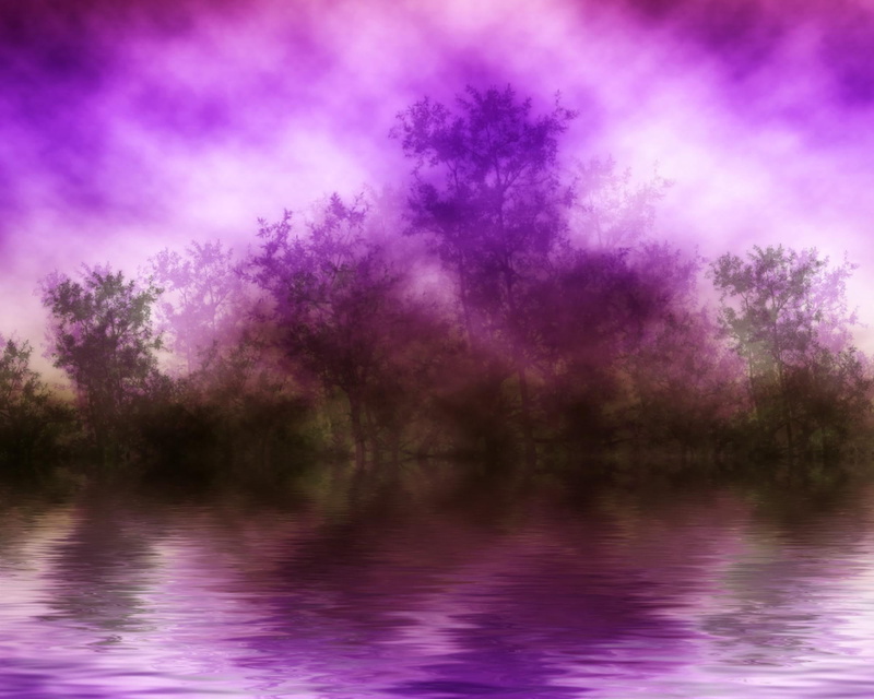 3d and abstract, 1080P, fantasy, haze, purple, abstract, lake, beautiful