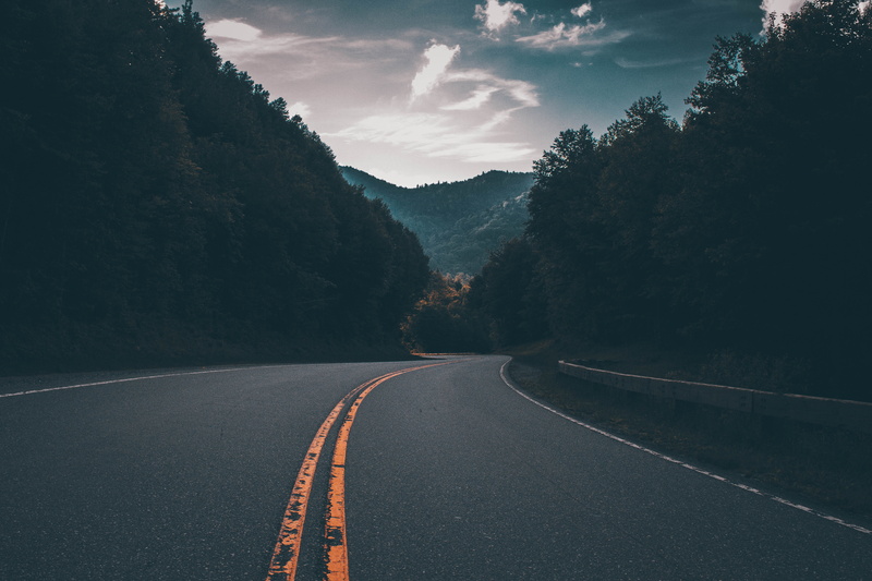 clouds, trees, misty, scenic, idyllic, nature, double yellow line, no people, cloud - sky, dividing line, diminishing perspective, beauty in nature, road marking